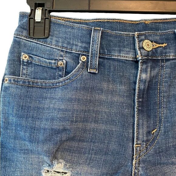 Levi’s Sz 25 Blue Denim Frayed Cut-Off Shorty Summer Jean Shorts - Picture 3 of 6